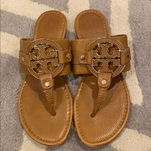 Tory Burch Brown Leather logo sandals